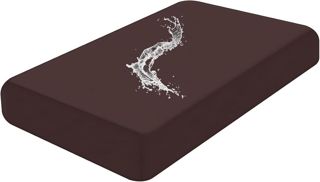 Smiry Waterproof Couch Cushion Covers, Stretch Washable Sofa Cushion Cover, Soft Sofa Slipcover Elastic Non-Slip Furniture Protector for Pets, Kid (Medium, Chocolate)