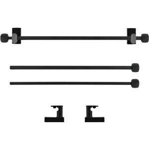 Magnetic Curtain Rods for Metal DoorsNo tools required Easy to use,Multi-Use Adjustable Appliance for Windows Iron Steel Places,Kitchen and bathroom supplies,16-28 Inch2 Pack,Black