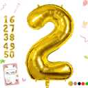 Smlpuame 40 inch Number Balloon 0-9 Gold Large Number 2 Balloons,Digital Balloons for Birthday Party Celebration Decorations Supplies, Helium Foil Number Balloons for Wedding Anniversary