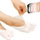 5 Pairs Orthopedic Toe Compression Socks for Bunion, Low Cut Liner Five Finger Socks No Show with Gel Tab Athletic Breathable Toe Separator Sock for Women