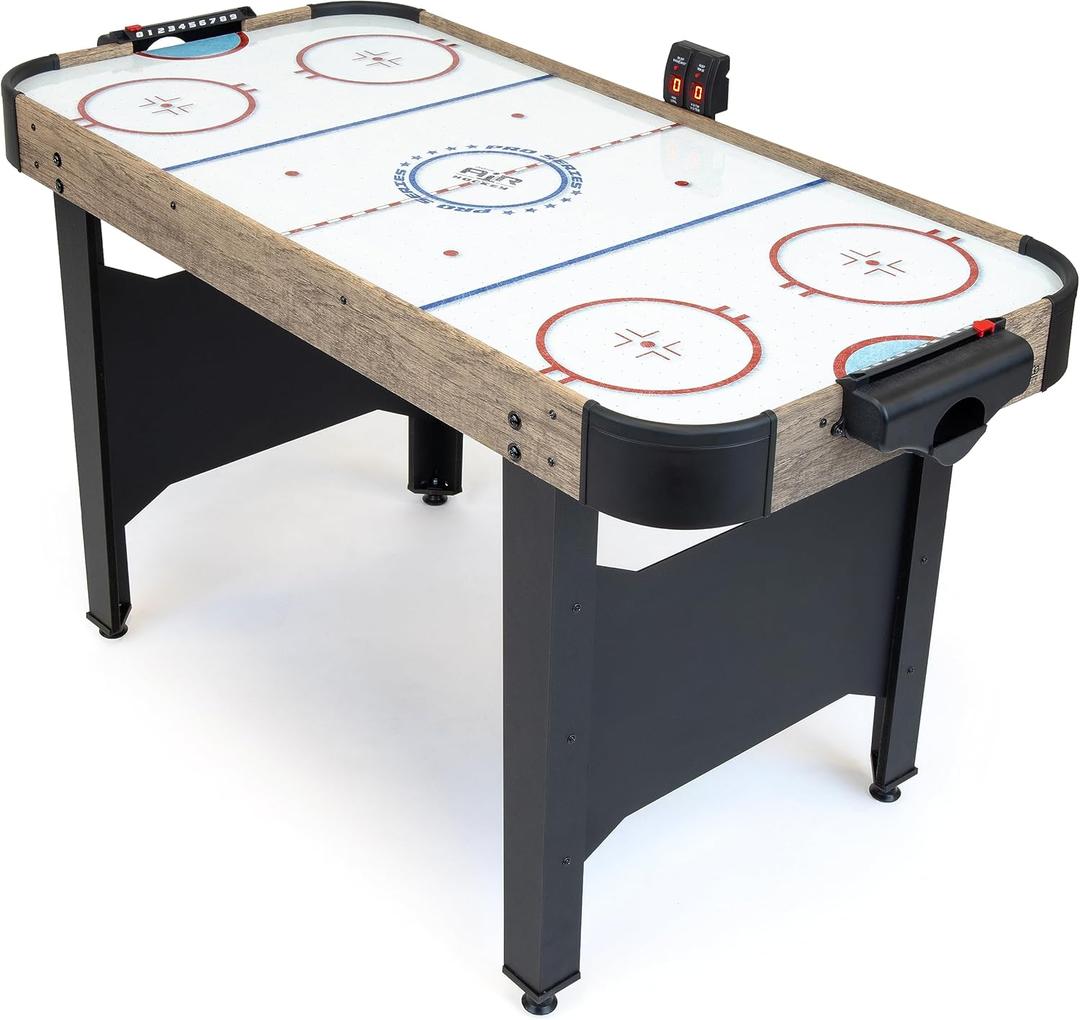 GoSports 48 Inch Air Hockey Arcade Table - Oak or Black - Includes 2 Pushers, 3 Pucks, AC Motor, and LED Scoreboard