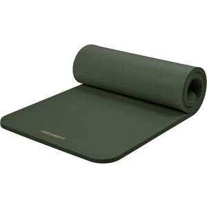Retrospec Solana Yoga Mat 1" Thick w/ Nylon Strap for Men & Women - Non Slip Exercise Mat for Home Yoga, Pilates, Stretching, Floor & Fitness Workouts - Wild Spruce