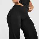 OQQ Yoga Pants Women High Waist Stretch Casual Soft Straight Leg Bottoms, Black, Size M