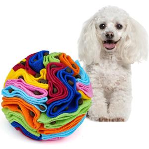 Pet Snuffle Ball, Puzzle Sniffing Interactive Dog Ball for Blind Dogs Training Stress Relief Dog Enrichment Toys Treat Machine Washable (Rainbow Color Upgrade, 10cm)