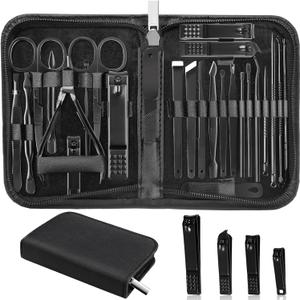 Manicure Set Professional Nail Clipper Kit-26 Pieces Stainless Steel Manicure Kit,Nail Care Tools with Luxurious Travel Case Nail Grooming Kit Present for Men Husband Boyfriend Parent (Black)