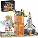 2 pack RWSEFK Spaceman and Spaceship Toy Set, Space Astronaut and Rocket Launch Center Building Blocks Kits, Living Room Bookshelf Display Ornaments, 1623 Pcs. x 2 