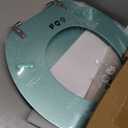Round Toilet Seat Wood Toilet Seat Prevent Shifting with Zinc Alloy Hinges American Standard Size Toilet Seat Easy to Install also Easy to Clean(Round,Sparkling Turquoise)