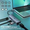 USB C HUB, 7 in 1 Hub Adapter, HDMI Output, 100W Power Delivery, USB C 3.0, Dual USB 3.0 Ports, SD and Micro SD Card Reader, Ideal for Dell XPS/HP/Surface Laptops and Other Type C Devices