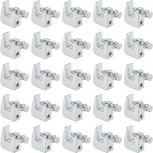 25 Pack Beam Clamps, 3/8" Iron Beam C Clamp with 3/4" Jaw Opening, Wall Ceiling Mount Support Clamp for Copper, PVC Tubing, Zinc-Plated