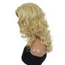 GNIMEGIL Long Blonde Curly Wigs Golden Blond Tones 22 Inch Long Wavy Synthetic Full Hair With Bangs 80s Vintage Costume Wigs For Women Highlights Halloween Wig