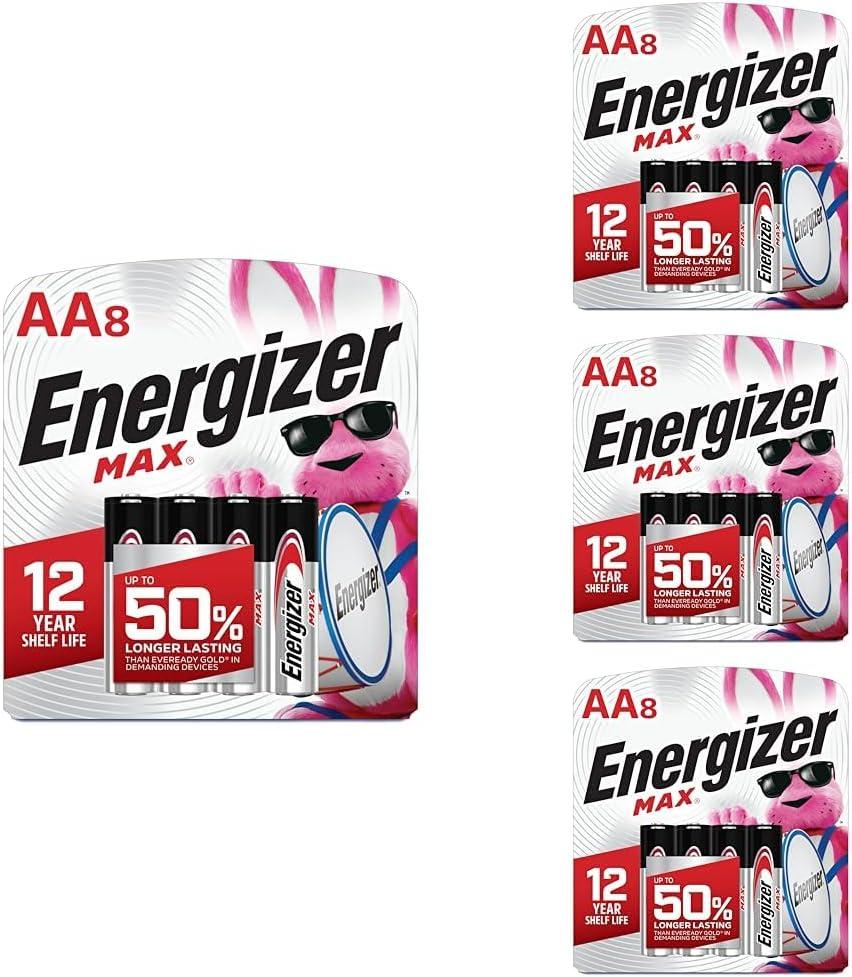 Energizer AA Batteries, MAX Double A Battery Alkaline, 8 Count (Pack of 4)
