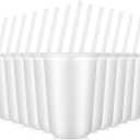 Lounsweer 30 Pcs Clear Plastic Cups with Straws and Lids, 16 oz Round Bottom Disposable Ice Coffee Cups Travel Mug Tumbler for Beverage Water Parties Birthdays Christmas (White)