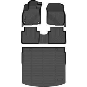 GINOWY-Floor Mats & Cargo Liner for Honda CRV 2017-2022 TPE All Weather CR-V Car Mats (Deck in Upper Position) Non-Slip Trunk Mat Floor Liners Waterproof Custom Fit Accessories Mats Black