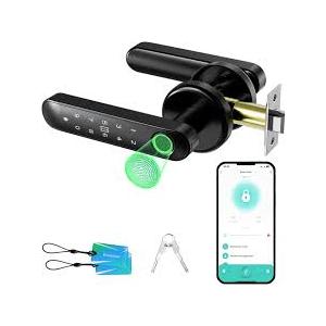 Evanshow Fingerprint Door Lock Biometric Door Knob with Keypad Keyless Entry, 5in1 Door Locks for Bedrooms(Fingerprint/App/Code/Key/IC Card), Home Hotel Office Apartment