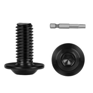 100-Piece M4-0.7 x 10mm Flange Button Head Screws - Black 304 Stainless Steel Socket Head Screws, Allen Hex Drive & Bit Included, Full Thread Machine Bolts