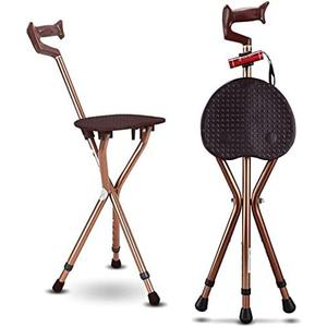 M-GYG Folding Cane with Seat 400 lbs Capacity Thick Aluminum Alloy Walking Stick Stool Crutch Chair Seat with LED Light Unisex