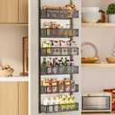 6-Tier Over The Door Pantry Organizer with Mesh Baskets, Adjustable & Stable Hanging Spice Rack for Kitchen, Bathroom, Bedroom, and Baby Essentials Storage (16" W 6-Tiers, Black)