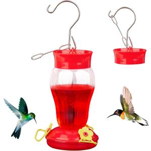 Hummingbird feeders for Outdoors Hanging 16 Ounces with 3 Bee Wild Guard Feeding Ports Built-in ant Moat Hanging for Garden Backyard Decor red (1)