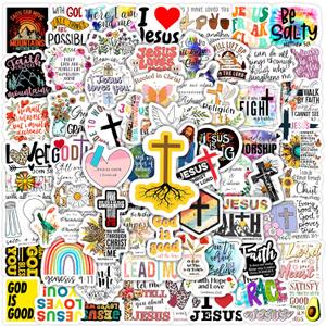 50 Pcs Inspirational Jesus Christ Water Bottle Stickers, Religious Bible Verses Faith Laptop Decals, Kids Teens Adults Waterproof Vinyl Phone Cases Diary Scrapbook Skateboard Luggage