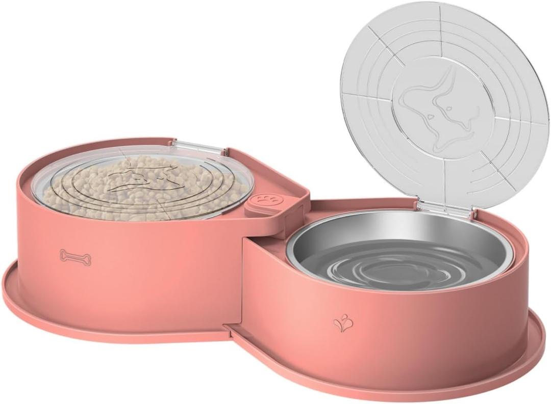 Newget Stainless Steel Dog Bowl Set with Lids, 304 Metal Dual Food & Water Bowls for Dogs & Cats, Large Capacity Pet Feeder with Cover Keeps Food Fresh, Anti-Skid Dog Dish for Small/Medium/Large Pets