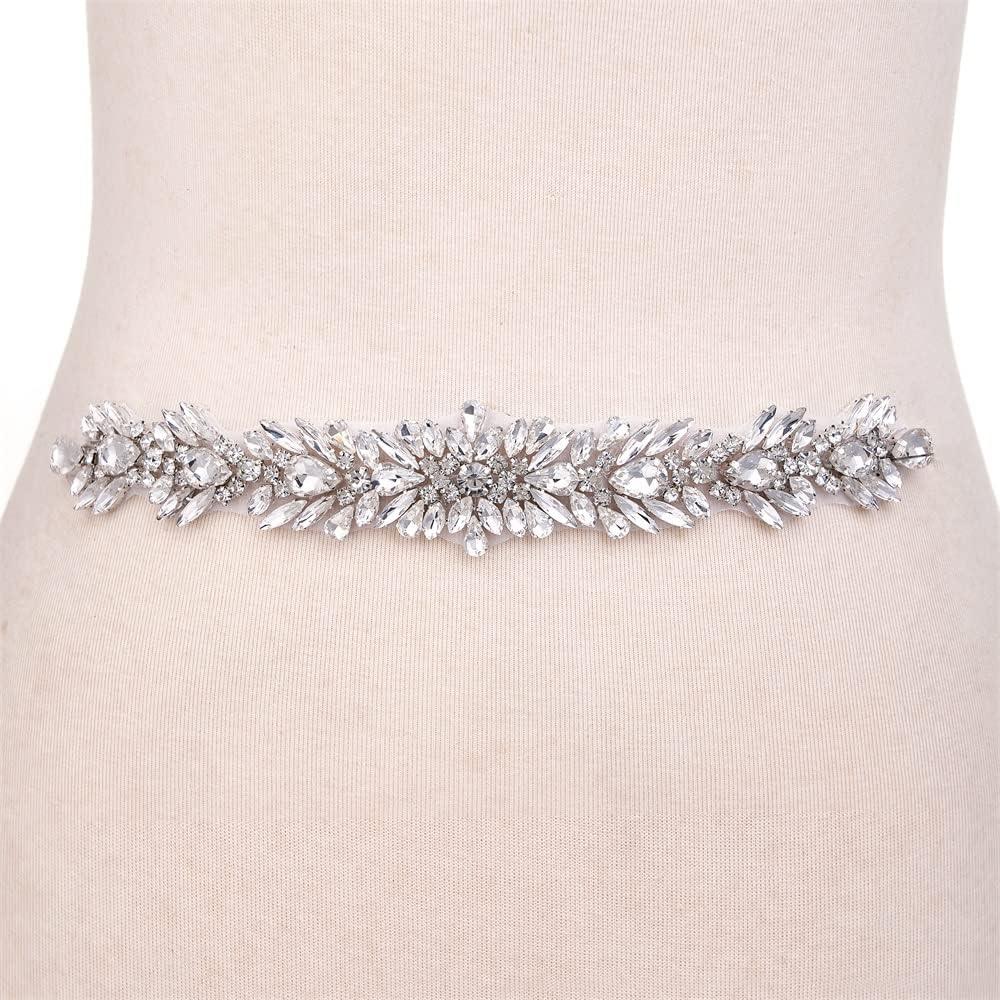 Crystal Rhinestone Applique Belt Luxury Shining Trims 1 Yard for Bridal Wedding Dress- Silver-1 Yard(1.25" x9.65") Crystal Rhinestone Applique Belt Luxury Shining Trims 1 Yard for Bridal Wedding Dress- Silver-1 Yard(1.25" x9.65")