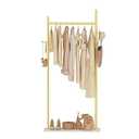 GUOHNHE Large Metal Coat Rack Freestanding, Modern Coat Hanger Stand with 2 Hooks and Heavy Rock Slab Base, Industrial Clothing Rack, 25.6 x 11.8 x 68.9 In, Golden Yellow, GYJ202LWJ