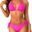 Women Halter Bikini Set - Two Piece Triangle Swimsuit Tie Bathing Suit 2025 Cute Swimwear, Size M