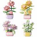 YINGYIWH Micro Mini Flowers Botanical Collection Building Sets, Plants Office Home Decor Bonsai Building Toys, Creative Flowers Building Project for Adults, Gifts Ideas for Girls Women(4set)