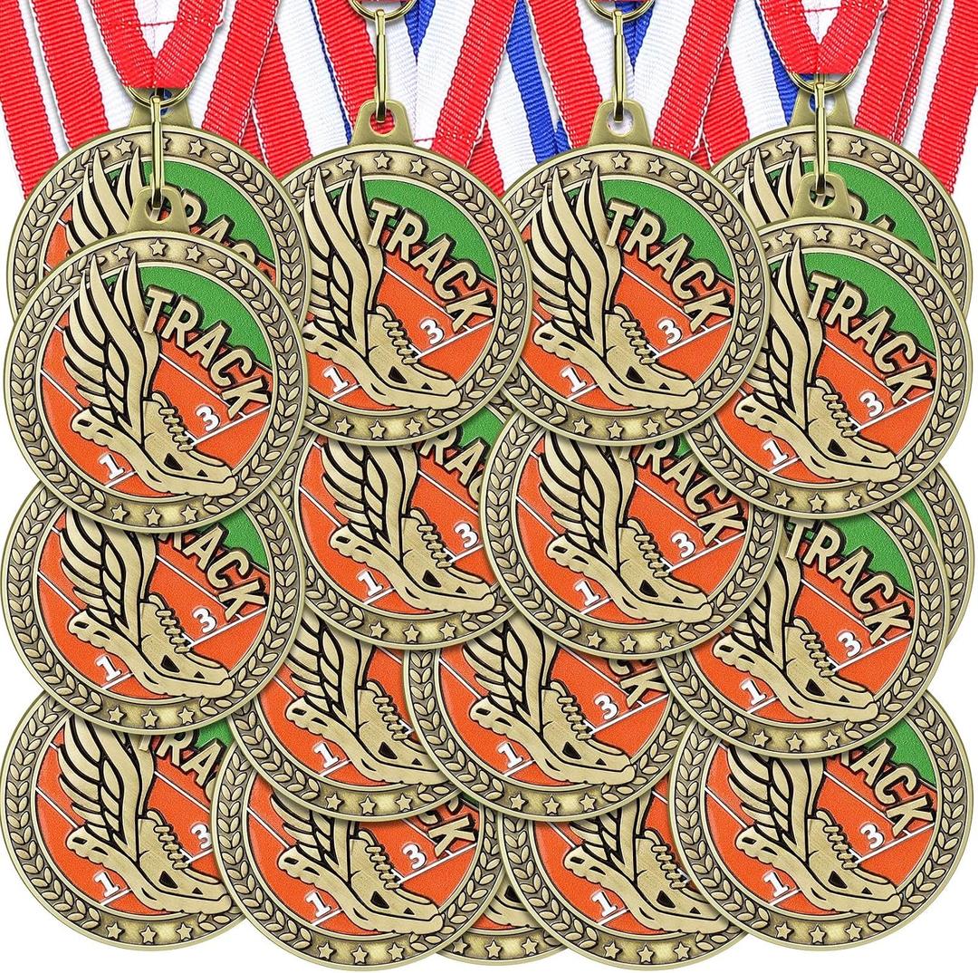 Tondiamo 24/48 Pcs Award Medals Bulk Gold Medals Bulk with Neck Ribbons 2 Inch Metal Award Trophies for Sports Party Team Tournaments Match Participation Winner Prizes Gift