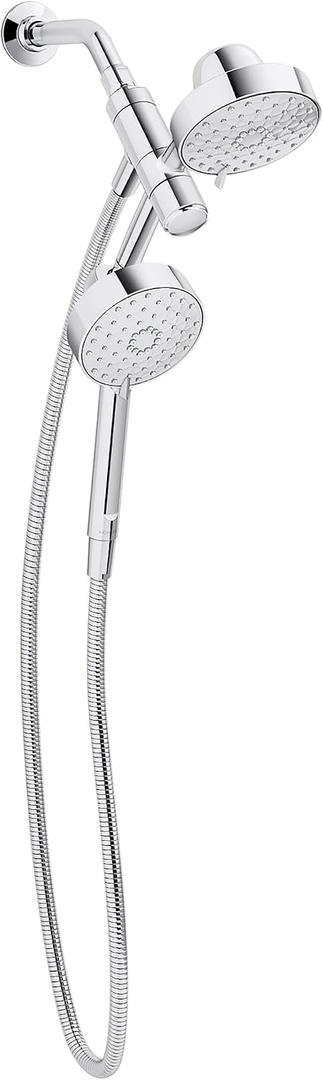 KOHLER 23218-BL Awaken 2-in-1 Multifunction Shower Combo Kit, Rotating Showerhead and Handshower Set, 2.5 GPM, Vibrant Brushed Nickel