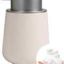 Bosilunlife Ceramic Foaming Soap Dispenser - Beige & Grey 12 oz Foam Hand Wash Dispenser Bathroom Countertop Kitchen Dish Soap Pump Dispenser Foam Soap Dispenser for Bathroom