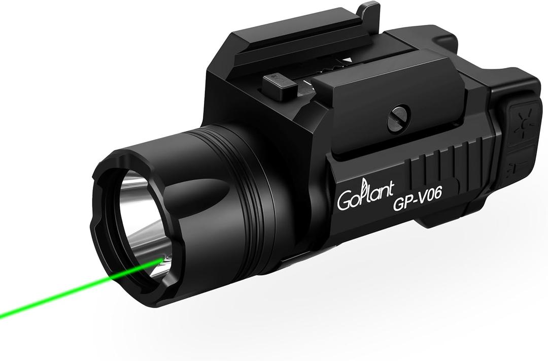 1500 Lumens Weapon Laser Light Long Runtime 160 Minutes, Type-C Rechargeable Adjustable Rail-Mounted Laser Light Combo, LED Tactical Rifle Flashlight (GP-V06)
