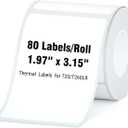 HPRT Thermal Labels, 1.97" x 3.15"(50x80 mm) Waterproof Sticker Paper, Thermal Tape for HPRT T20/T260LR Label Maker, Compatible with Rollo, Phomemo, iDPRT & MUNBYN, 80 Labels/Roll