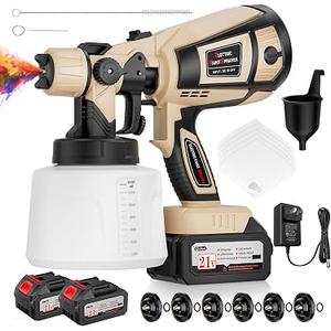  Cordless Electric Paint Spray Gun JH-13JZ 21v Lithium Battery 600W, White