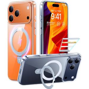 TORRAS Ostand Magnetic for iPhone 17 Pro Max Case, Fit for MagSafe, Sturdy Stand, Military Grade Drop Tested, Camera Control Button, Clear Slim Soft Edge Case for iPhone 17 Pro Max 6.9", Clear