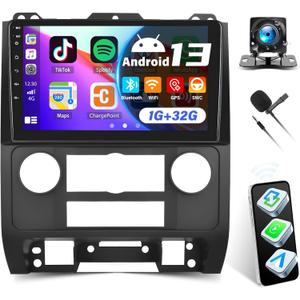 Android 13 Car Stereo for Ford Escape 2007-2012/Mazda Tribute 2007-2012 with Wireless CarPlay Android Auto,9" Touchscreen Car Radio with WiFi/GPS,Bluetooth,FM/RDS,SWC,Dual USB+Backup Camera