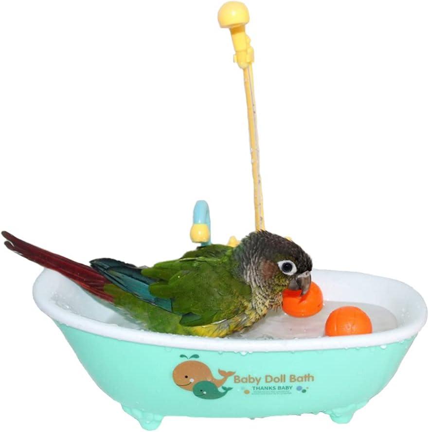 Petlex Bird Bathtub Parrot Bath Fountain Indoor Automatic Bathtub with Faucet Bird Bath Shower Bird Bathing Tub for Parakeet Conure Budgie Cockatiel Lovebird