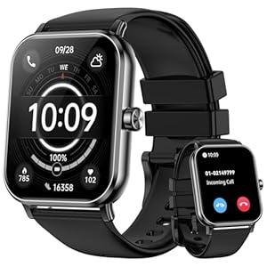 Smart Watch for Men Women, 1.85" HD Touchsreen Fitness Tracker, 120+ Sport Modes, 24/ 7 Heart Rate & Sleep Monitor, Pedometer, Calories, IP68 Waterproof, Fitness Watch for Android iPhone (Black)
