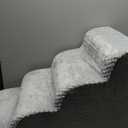 MIHIKK Dog Stairs Ramp, Curved 4-Step Dog Steps for Small Dogs and Cats, Pet Stairs for High Beds and Couch with Anti-Slip Washable Cover and Durable High Density Foam, Grey