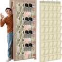 Windyun 40 Over the Door Shoe Organizer Large Mesh Pocket Hanging Shoe Rack for Closet Beige Nonslip Behind Door Storage Holder Back to School Organizer for Dorm Room College Classroom Storage