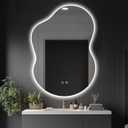 39F USA 40"x30" Asymmetrical LED Bathroom Wall Mirror with Dual Lighting, Anti-Fog Pad, Dimmable Brightness & 3 Color Temperatures [Horizontal/ Vertical]