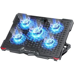 AICHESON Laptop Cooling Pad 5 Fans Up to 17.3 Inch Heavy Notebook Cooler, Blue LED Lights, 2 USB Ports, S035, Blue-5fans