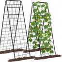A-Frame Cucumber Trellis for Raised Bed, 50"x 16" Adjustable Heavy Duty Metal Garden Trellis for Climbing Plants Outdoor, Plant Support for Tomatoes Pea Bean Grape Vining Vegetables (2 Pack)
