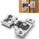 Chibery 4 Pack 1/4" Small Overlay 4D Concealed Hinges for Face Frame Door, Soft Close On/Off Switch, Self Closing, 105 Open Angle Concealed Stainless Steel Hinges for Framed Cabinet, Satin Nickel