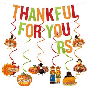 Thankful for You Banner Funny Thanksgiving Banner, Funny Friendsgiving banner Party Decorations for Thanksgiving Party Font Porch Fireplace Home Decor