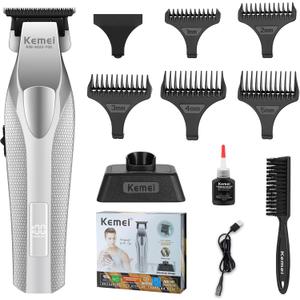 KEMEI 3023-702 Hair & Beard Trimmer for Men, 9000 RPM Zero Gapped Trimmers for Barbers with Full Metal Body, Professional Hair Clippers with LED Display, Ceramic and DLC Blades
