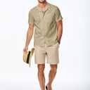 JMIERR Men's Seersucker Shirts Short Sleeve Casual Shirts Button Down Shirt Beach Summer Vacation Wedding Shirt (XL)