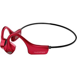 Bone Conduction Headphones Bluetooth - Open-Ear Earbuds, Wireless Headset with Mic, Titanium Lightweight Sweat Resistant for Workout Running Hiking Driving Bicycling (Red)