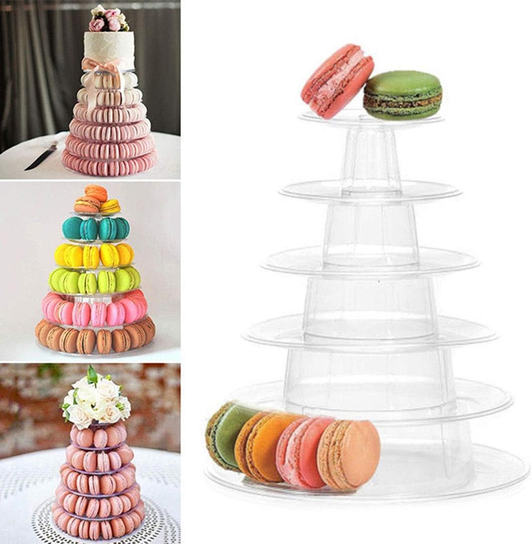 6 Tiers Round Macaron Tower Stand Cake Display Rack Cupcake Stand Desserts Display for Wedding Birthday Decor