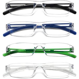 Viseng Blue Light Reading Glasses for Women & Men - Frameless Reading Glassesfashionable rectangular one-piece glasses frame for Computer & Book Reading +2.5